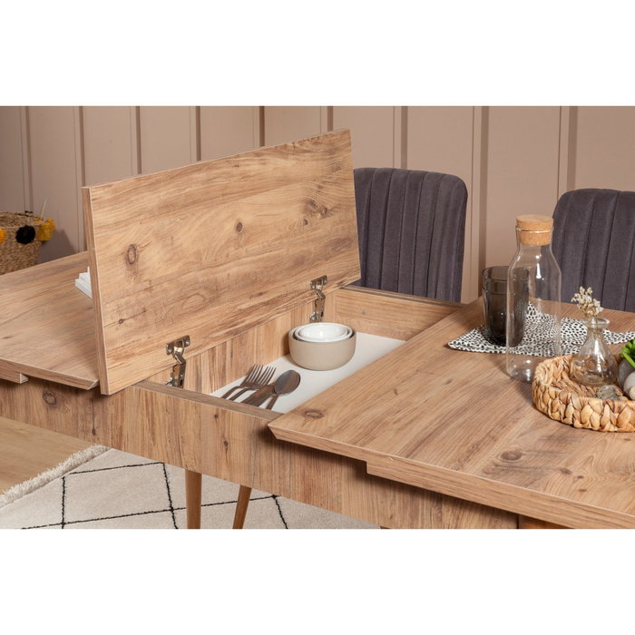 Hanah Home Vina 0701 Conjunto de Mesa de Comedor Extensible y Sillas, Pino Atlántico y Antracita Hanah Home Vina 0701 Conjunto de Mesa de Comedor Extensible y Sillas, Pino Atlántico y Antracita